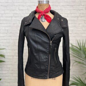 Mackage Kenya Black Leather Motorcycle Jacket XS Moto Jacket Ladies Tailored